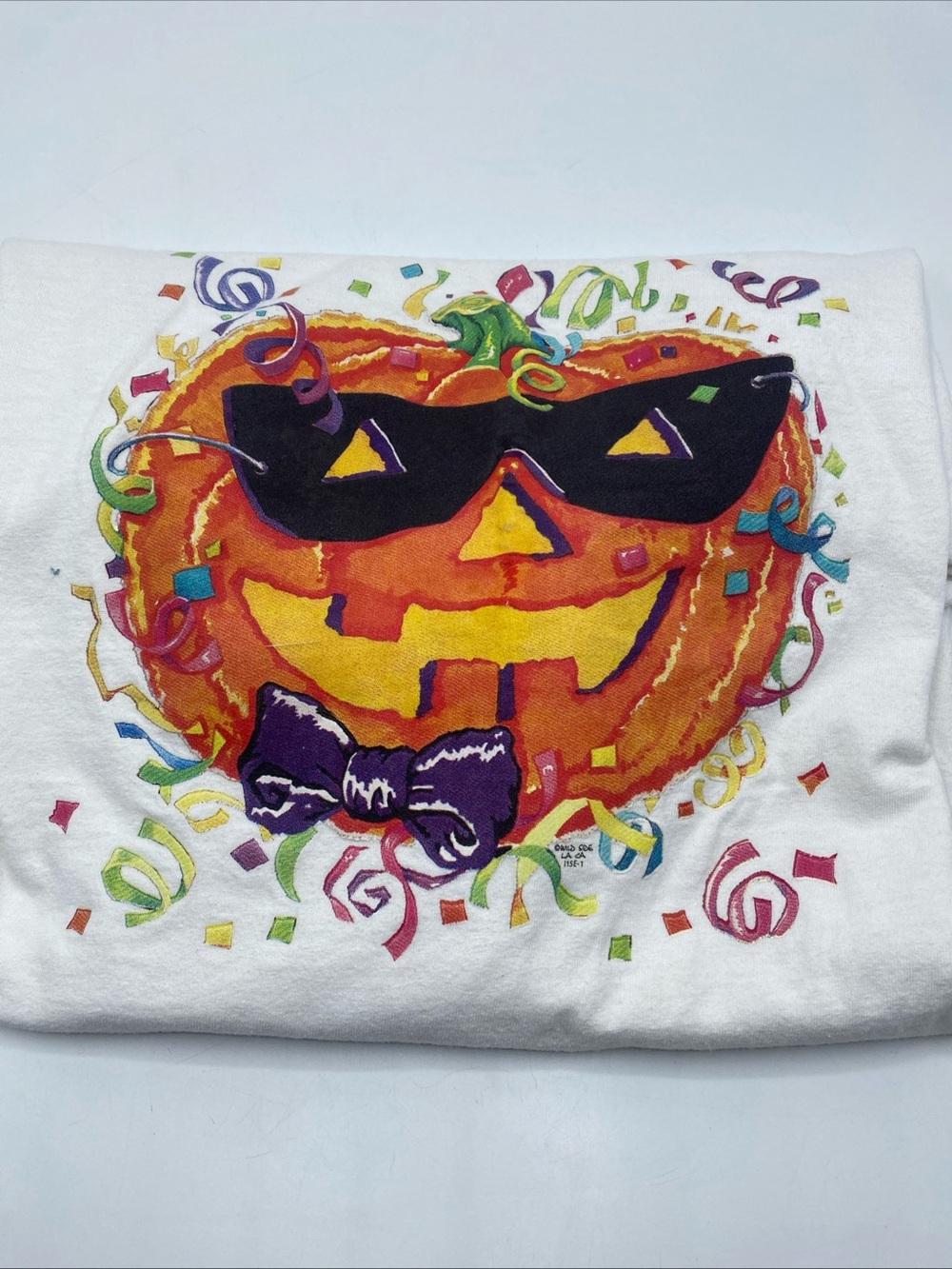Vintage Halloween Pumpkin Shirt Men XL Jack O Lantern Long Sleeve Single Stitch